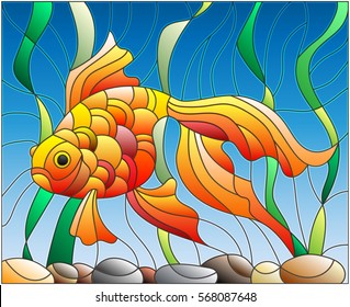 Illustration Stained Glass Style Koi Carp Stock Vector (Royalty Free ...