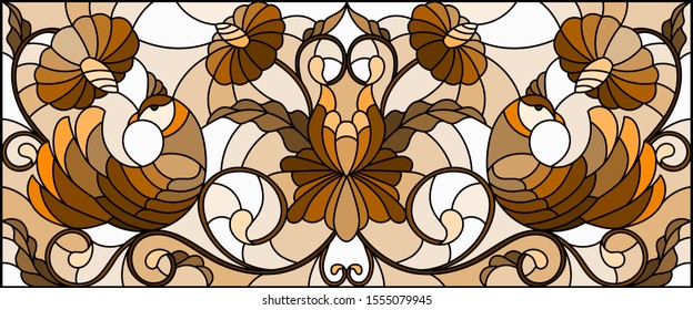 Illustration Stained Glass Style Pair Abstract Stock Vector Royalty Free 1555079945 Shutterstock