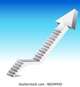 illustration of stair in shape of upward arrow on abstract background