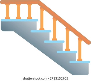 Ilustración de una escalera con escalones uniformemente espaciados y un pasamanos apoyado por postes de Vertical