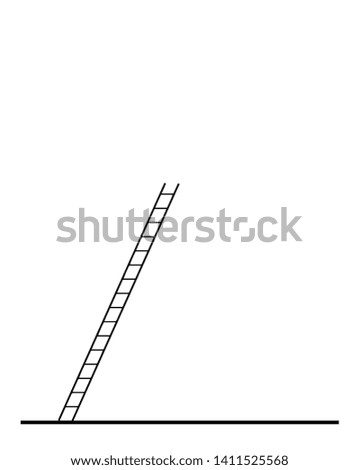 Illustration of the staircase is not vertical on the floor, if it is installed on the floor and leans any building, and then it will be a triangle, vintage line drawing or engraving illustration.