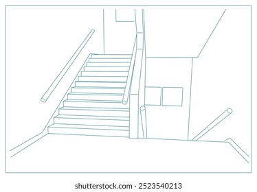 Ilustración de escaleras en un edificio de escuela simple, escuela secundaria, escuela secundaria