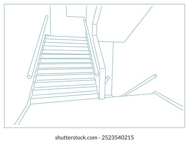 Ilustración de escaleras en un edificio de escuela simple, escuela secundaria, escuela secundaria