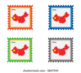 Illustration of stamp with china map