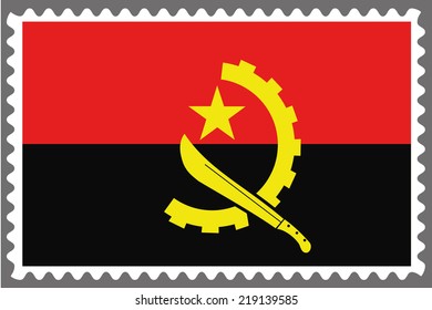 An Illustration of a Stamp with the Flag of Angola
