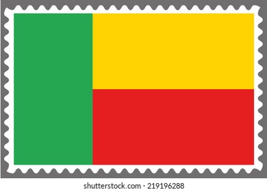 An Illustration of a Stamp with the Flag of Benin