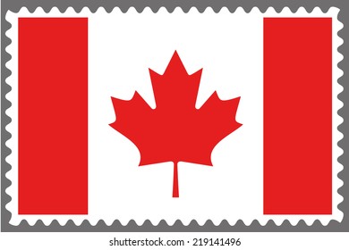 An Illustration of a Stamp with the Flag of Canada