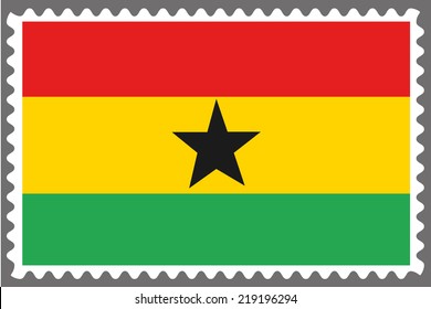 An Illustration of a Stamp with the Flag of Ghana