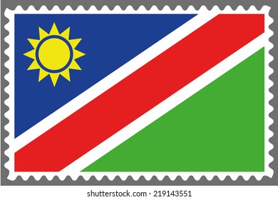 An Illustration of a Stamp with the Flag of Namibia
