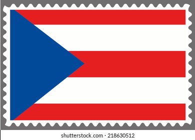 An Illustration of a Stamp with the Flag of Puerto Rico