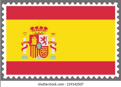 An Illustration of a Stamp with the Flag of Spain
