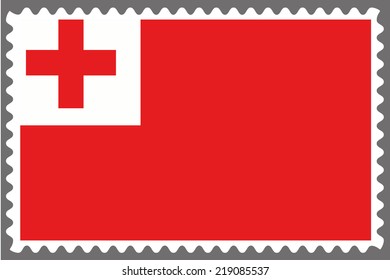 An Illustration of a Stamp with the Flag of Tonga