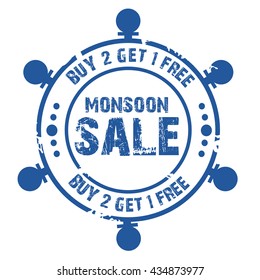 illustration of a stamp of Monsoon season offer.