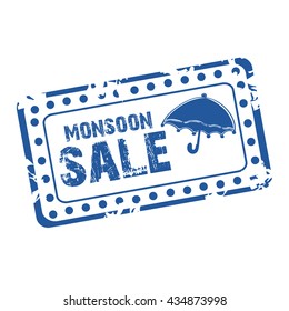 illustration of a stamp of Monsoon season offer.