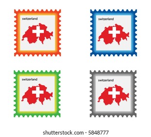 Illustration of stamp with switzerland map