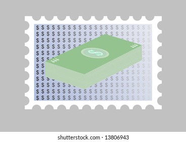 illustration of a stamp wiith money