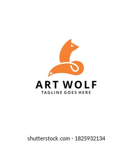 Illustration stand wolf luxury modern sign logo design silhouette template