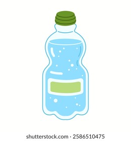 Illustration of a standard plastic water bottle with a green cap, representing portable hydration and everyday drinking convenience.