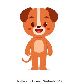 Illustration of a Standing Cartoon Dog with a Happy Expression on a White Background