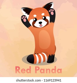 illustration of standing cute red panda