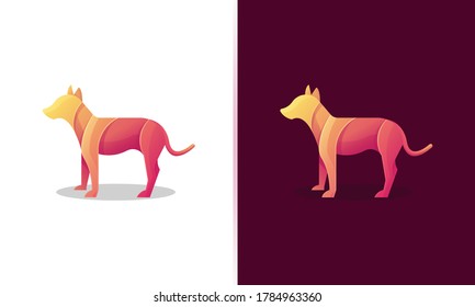 illustration of a standing dog logo template looking straight ahead