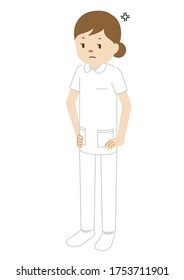 Illustration of a standing female nurse (Angry)