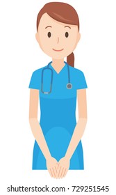 Illustration standing in front of a nurse wearing a blue scrub