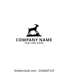Illustration of Standing goat on rock logo design inspiration