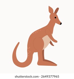 Illustration of a Standing Kangaroo. White background, isolate