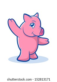 Illustration of a standing pig character/Vector Pig Cartoon