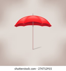 illustration of standing red umbrella with soft shadow
