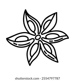 Illustration of star anise. Stylized food object for cooking recipe and menu.