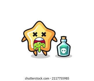 illustration of an star character vomiting due to poisoning , cute style design for t shirt, sticker, logo element