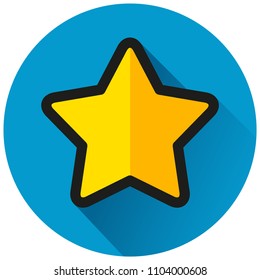 Illustration of star circle flat blue icon