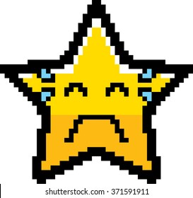 An illustration of a star crying in an 8-bit cartoon style.