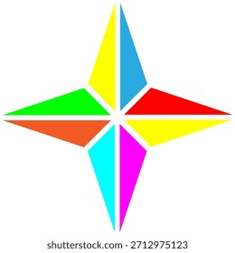 Ilustración de una estrella cortada en varios colores