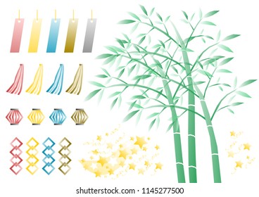 Illustration of Star Festival: icons set