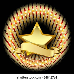 Illustration star and flag on colorful background. Vector.