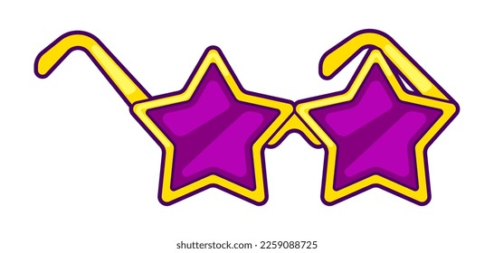 Illustration of star glasses. Colorful cute icon. Creative symbol in cartoon style.