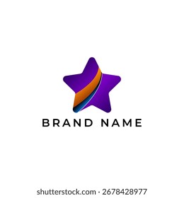ILUSTRAÇÃO GRADIENTE DE ESTRELA LARANJA ROXO COR SIMPLES LOGOTIPO ÍCONE MODELO DESIGN VETOR
