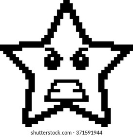 An illustration of a star looking angry in an 8-bit cartoon style.