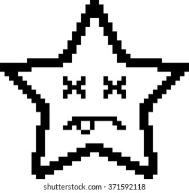An illustration of a star looking dead in an 8-bit cartoon style.