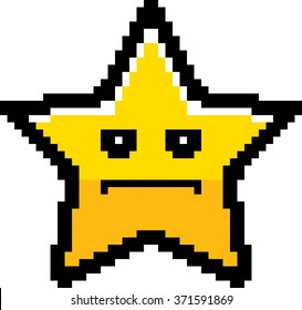 An illustration of a star looking serious in an 8-bit cartoon style.