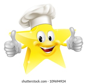 Illustration of a star mascot in a chef or baker's hat, concept for best chef or similar