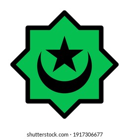 illustration of a star moon flanked by fist stars. symbol of Islam. Islamic icons can be used for the month of Ramadan, Eid and Eid Al-Adha. for logo, website and poster designs. vector