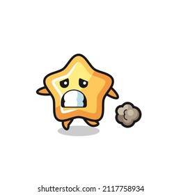 illustration of the star running in fear , cute style design for t shirt, sticker, logo element
