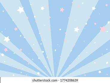 It is an illustration of a star scattered with a blue background spread radially. Vector image.