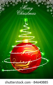illustration of star in shape of christmas tree around decorative ball