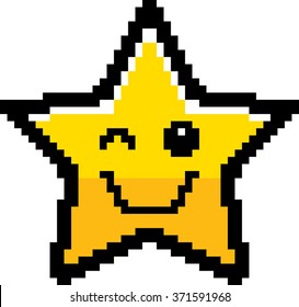 An illustration of a star winking in an 8-bit cartoon style.