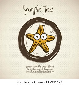 Illustration of starfish, fish Drawings, aquatic animals, vector illustration